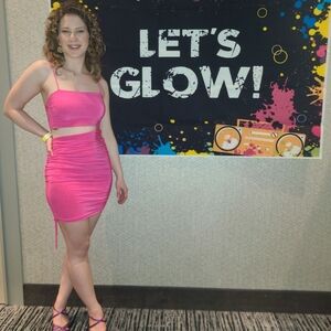 Vibrant Pink Cut Out Dress